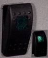 Switches & LED's - Rocker Switches - Soft Face Black Rocker w/Green On Light - On/Off