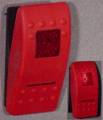 Switches & LED's - Rocker Switches - Soft Face Red Rocker w/Two Red On Lights - On/Off/On