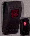 Switches & LED's - Rocker Switches - Soft Face Black Rocker w/ Red On Light - On/Off